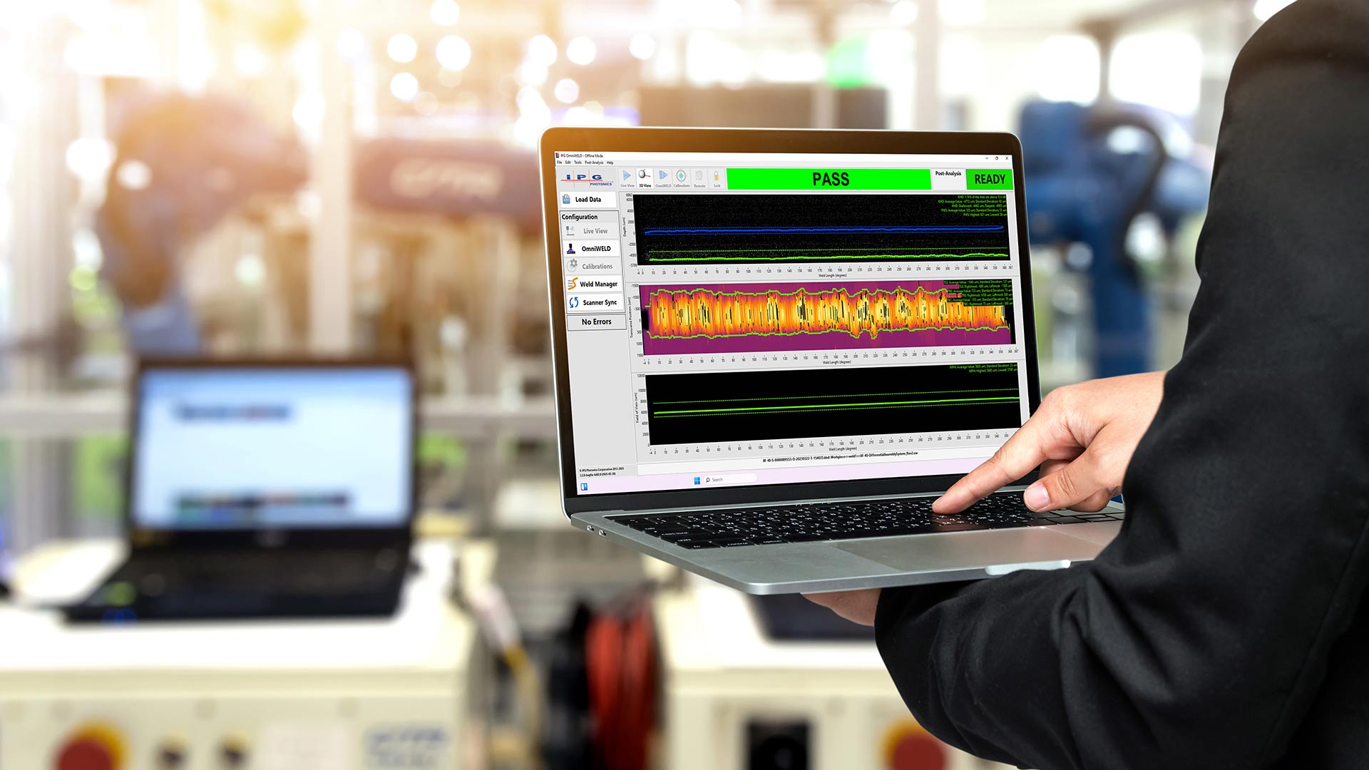 LDD real-time laser weld measurement software on a laptop screen
