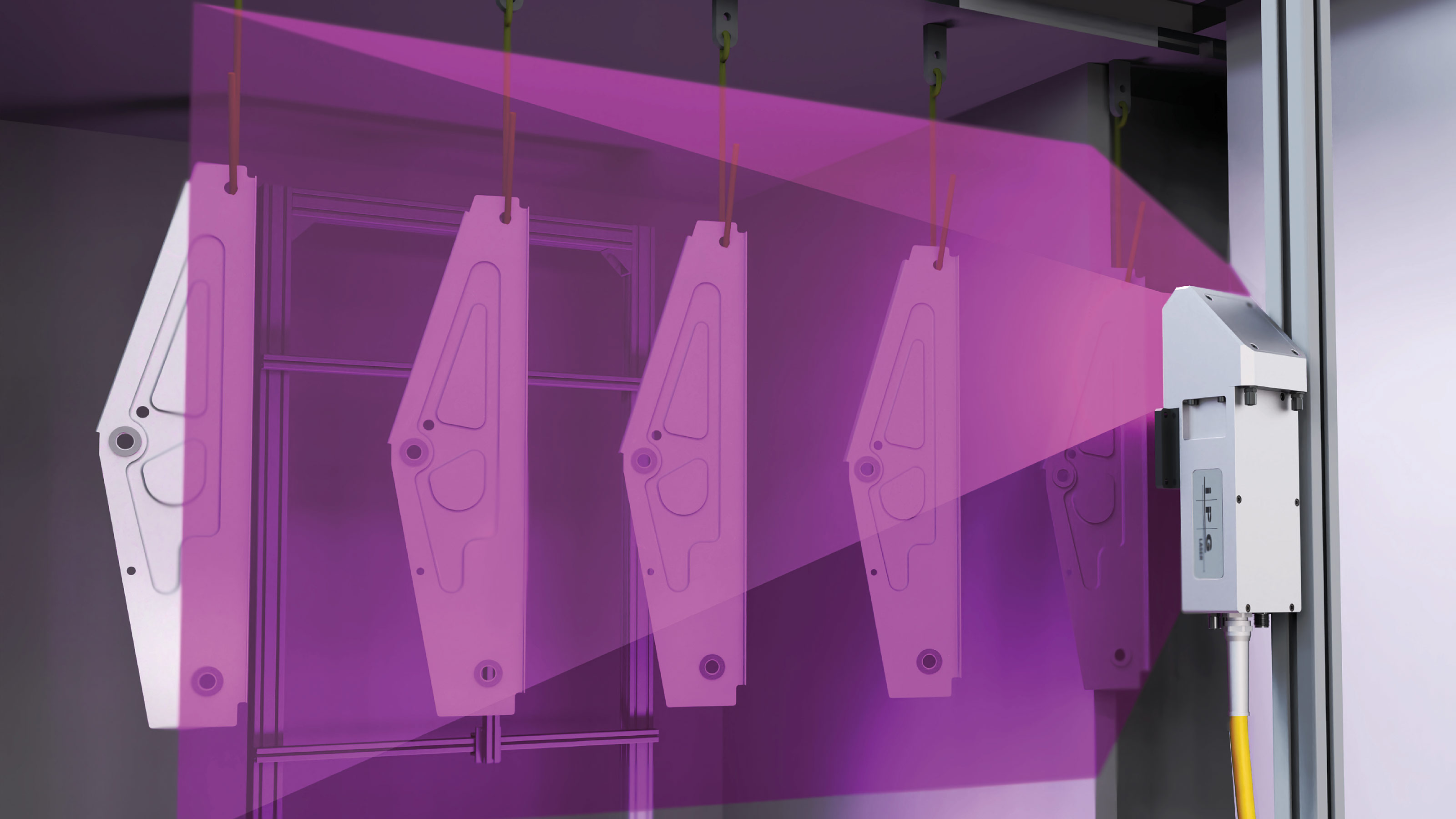 Wide area optics used for laser powder coat curing